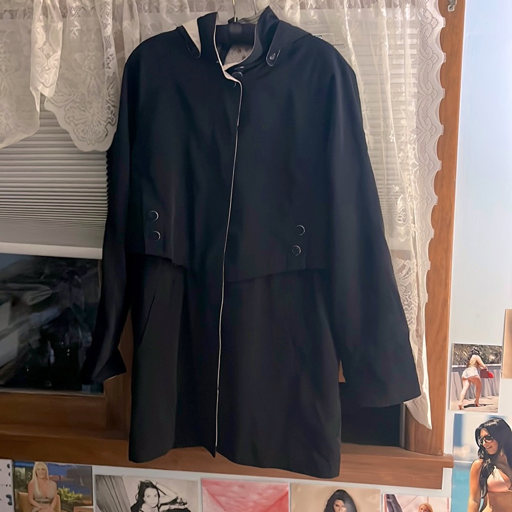 Oversized Black Liz Claiborne trench coat
